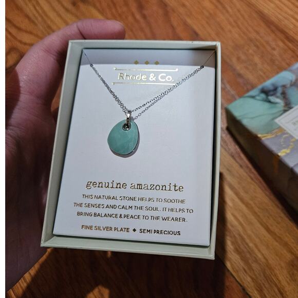 Rhode & Co Fine Silver Plated Amazonite Teardrop Pendant Necklace - Picture 5 of 8